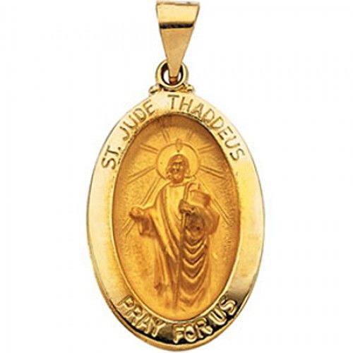 Sacred 14k Yellow Gold St. Jude Medal Pendant