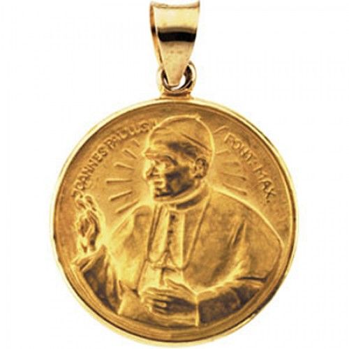 Spiritual 14k Yellow Gold Pope John Paul Medal Pendant