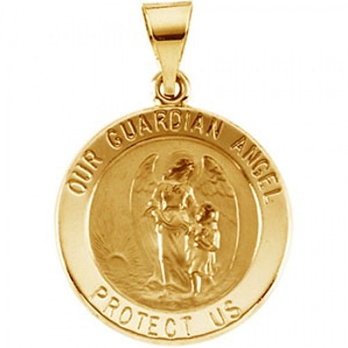 14k Yellow Gold Guardian Angel Medal - 18.25 X 18.50 Mm