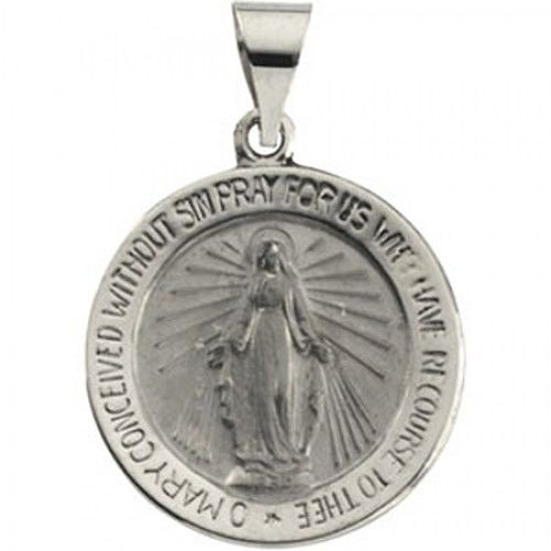 14k White Gold Virgin Mary Medal - 18.25 Mm