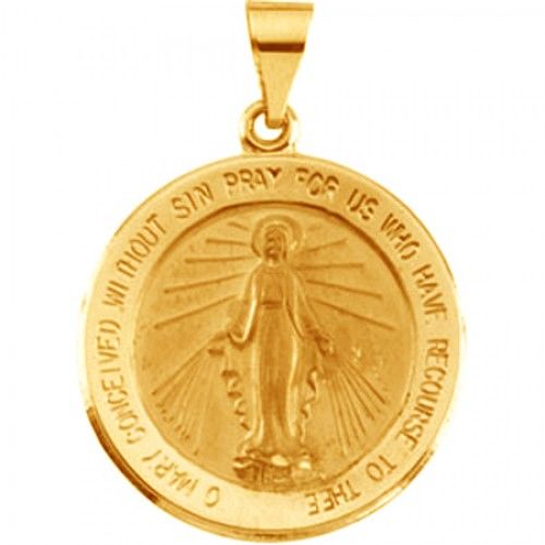 14k Yellow Gold Mother Mary Pendant - 22.25 Mm