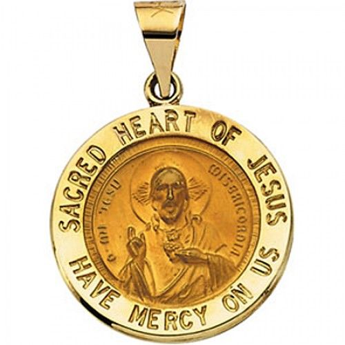 14k Yellow Gold Sacred Heart of Jesus Medal - 18.50 Mm