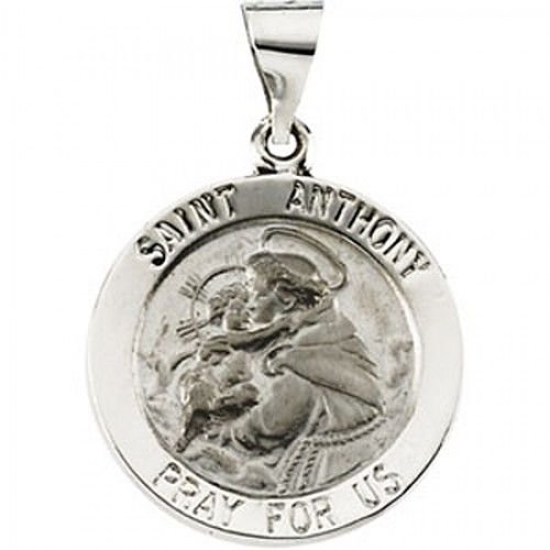 14k White Gold St. Anthony Medal Pendant - 18.25 Mm