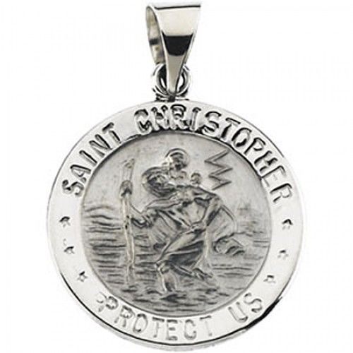 14k White Gold St. Christopher Medal - 18.25 Mm