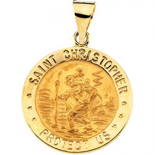 14k Yellow Gold St. Christopher Medal - 18.25 Mm