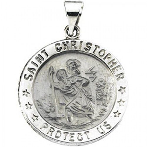 14k White Gold St. Christopher Medal - 21.75 Mm