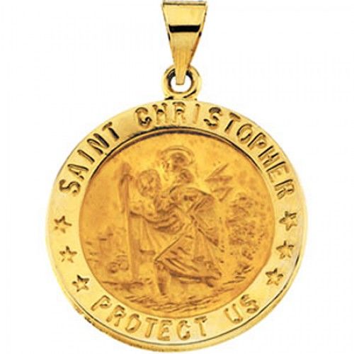 14k Yellow Gold St. Christopher Medal - 21.75 Mm