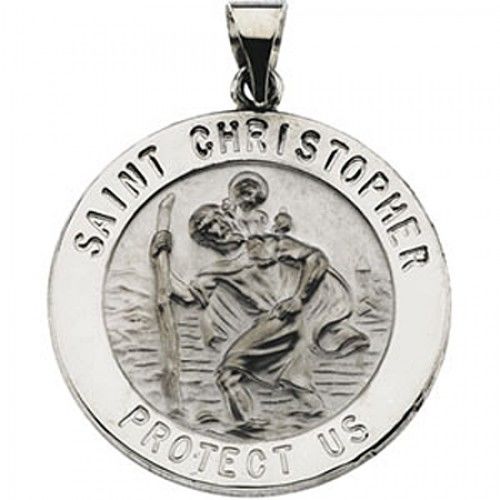 14k White Gold St. Christopher Medal - 25.50 Mm