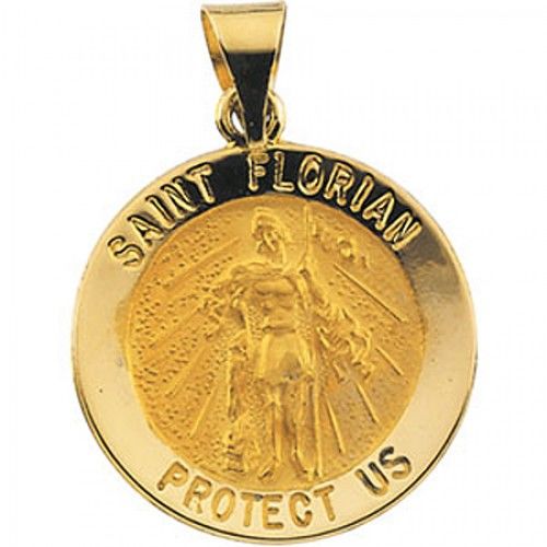 14k Yellow Gold St. Florian Medal - 18.25 Mm