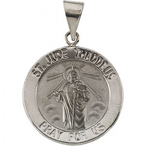 14k White Gold St. Jude Thaddeus Pendant - 22.25 Mm