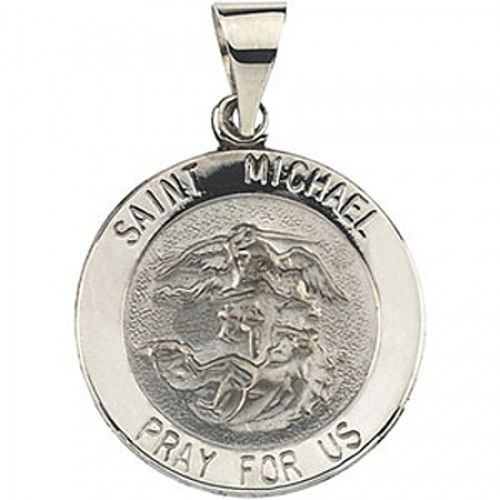 14k White Gold St. Michael Medal - 18.25 Mm