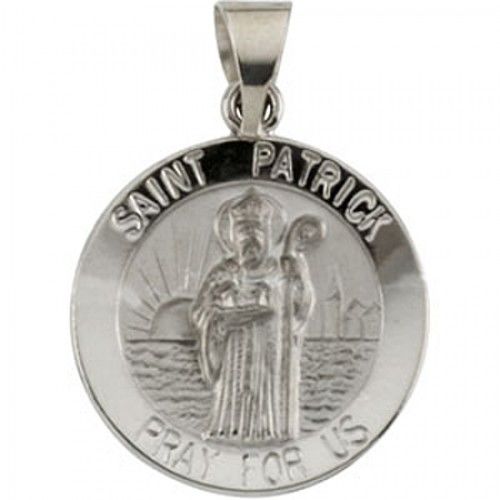 14k White Gold St. Patrick Medal - 18.00 Mm