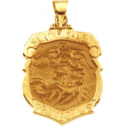 14k Yellow Gold St. Michael Medal - 24.25 X 20.75 Mm