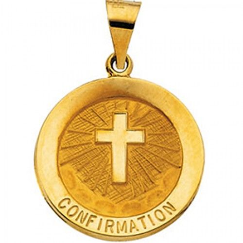 14k Yellow Gold Confirmation Cross Medal - 18.25 Mm
