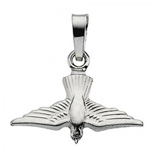 14k White Gold Dove Dangle Pendant - 13.00 X 18.00 Mm