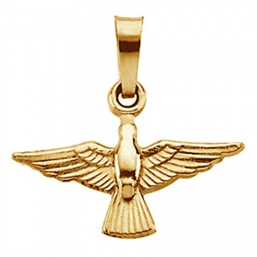 14k Yellow Gold Dove Dangle Pendant - 12.00 X 18.00 Mm