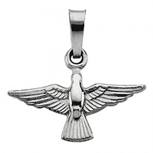 14k White Gold Dove Dangle Pendant - 12.00 X 18.00 Mm