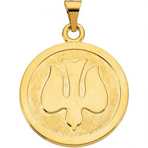 14k Yellow Gold Dove Medal Pendant - 23.00 Mm