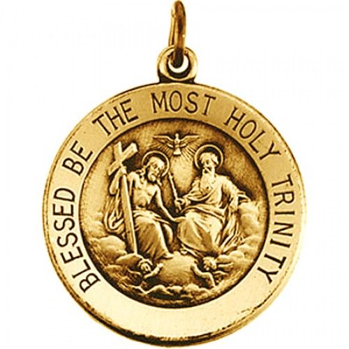 14k Yellow Gold Holy Trinity Medal Charm - 18.25 Mm