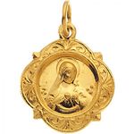 14k Yellow Gold Heart of Mary Medal - 12.14 X 12.09 Mm