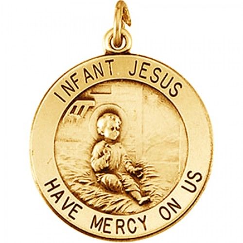 14k Yellow Gold Infant Jesus Medal - 12.00 Mm New