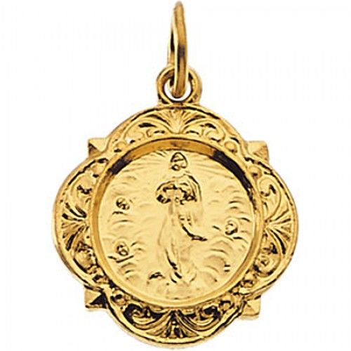 14k Yellow Gold Our Lady of Assumption Medal 12.00mm