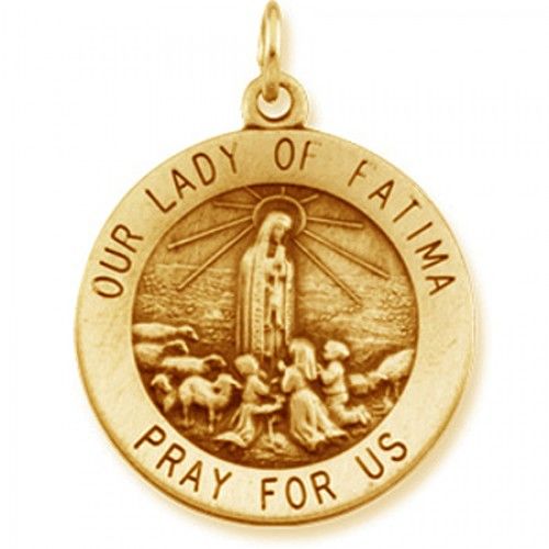 14k Yellow Gold - Our Lady of Fatima Medal - 12.00 Mm