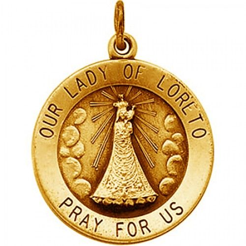 14k Yellow Gold - Our Lady of Loreto Medal - 22.00 Mm