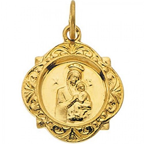 14k Yellow Gold Our Lady of Perpetual Help Medal 12mm