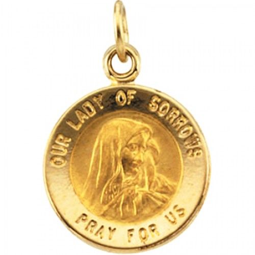 14k Yellow Gold - Our Lady of Sorrows Medal - 12.00 Mm