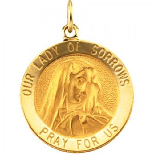 14k Yellow Gold - Our Lady of Sorrows Medal - 14.50 Mm