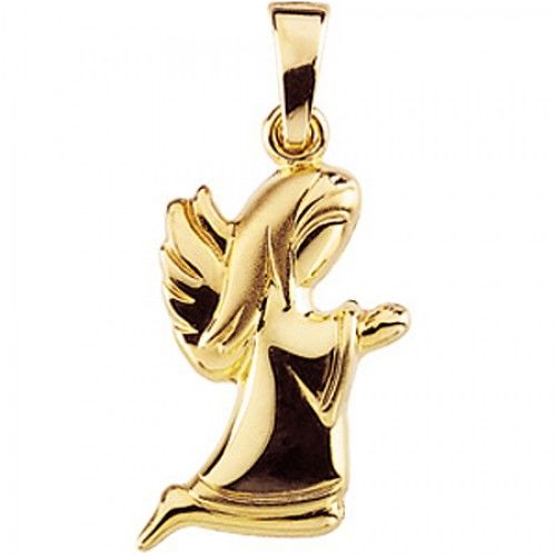 New 14k Yellow Gold Kneeling & Praying Angel Pendant - 21mm