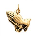 New 14k Yellow Gold Praying Hands Pendant - 13mm