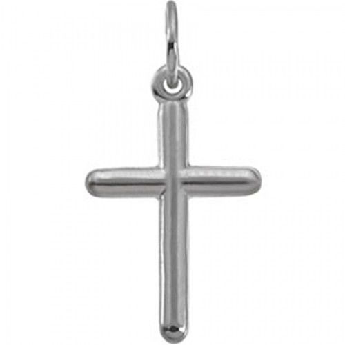 New 14k White Gold Christian Cross Pendant - 16mm