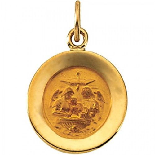 New 14k Yellow Gold Baptism Pendant - 15mm