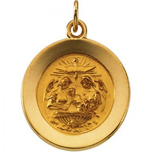 New 14k Yellow Gold Baptism Pendant - 18mm