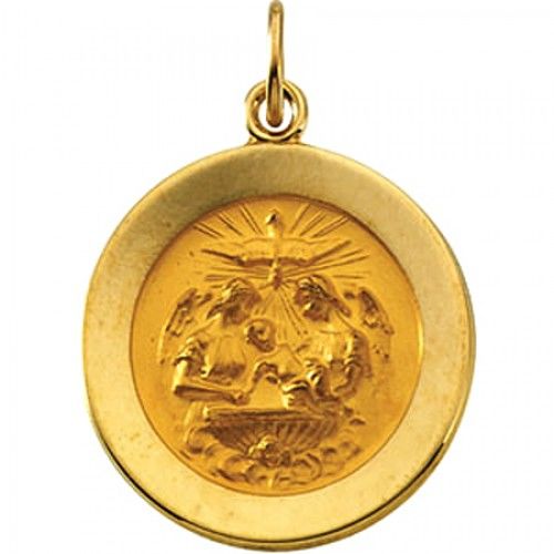 New 14k Yellow Gold Baptism Pendant - 21mm