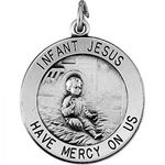 New Sterling Silver Infant Jesus Pendant Medal - 21mm