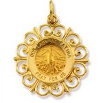 Unisex Our Lady of Fatima Pendant 14k Yellow Gold Medal