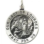 Unisex Our Lady of Louroundes Pendant Sterling Silver