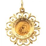 Unisex Our Lady of Sorrows Pendant 14k Yellow Gold
