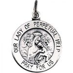 Unisex Perpetual Help Pendant Medal Sterling Silver