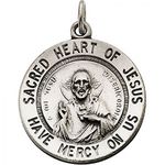 Unisex Sacred Heart of Jesus Pendant Sterling Silver
