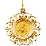 Unisex St. Anthony Pendant 14k Yellow Gold Medal New
