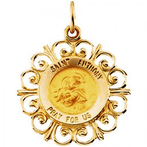 Unisex St. Anthony Pendant 14k Yellow Gold Medal New