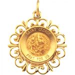 Unisex St. George Pendant 14k Yellow Gold Medal