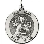 Unisex St. John Pendant Sterling Silver Medal