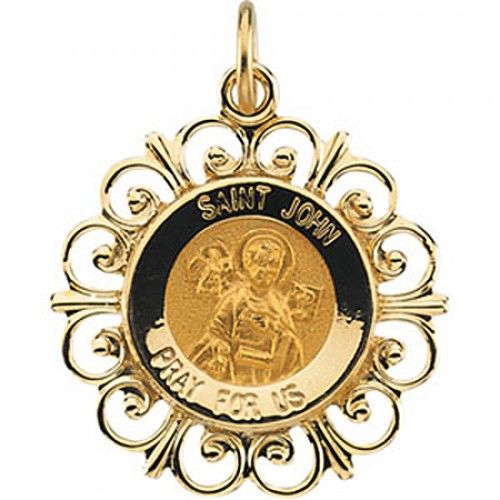 Unisex St. John Pendant 14k Yellow Gold Medal