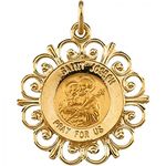 14k Yellow Gold St. Joseph Pendant Medal 18.5mm