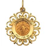 14k Yellow Gold St. Jude Pendant Medal 18.5mm